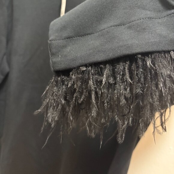 J Cew Black Top with Feather Cuffs - Picture 5 of 5